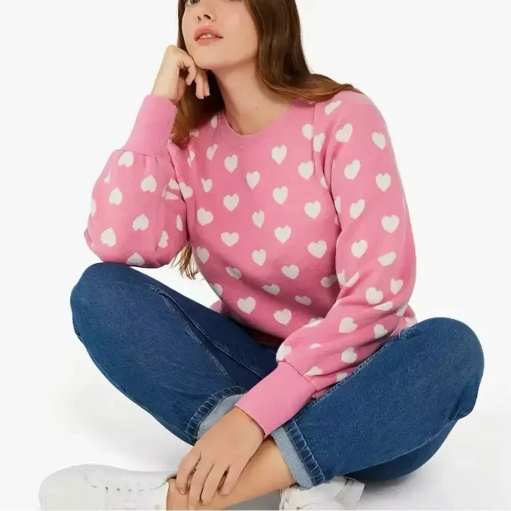 Kate Spade Sweater Perfect Heart Rich Carnation Feminine Designer Pink Size XS